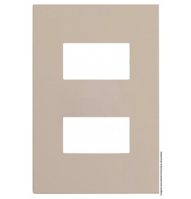 Placa 2 Módulos Separados com Suporte 4x2 - RECTA Areia Satin Fosco